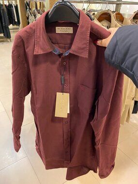 NWT! RARE! Burberry Men's Cotton Poplin Sport Shirt In Dark Elderberry Size M